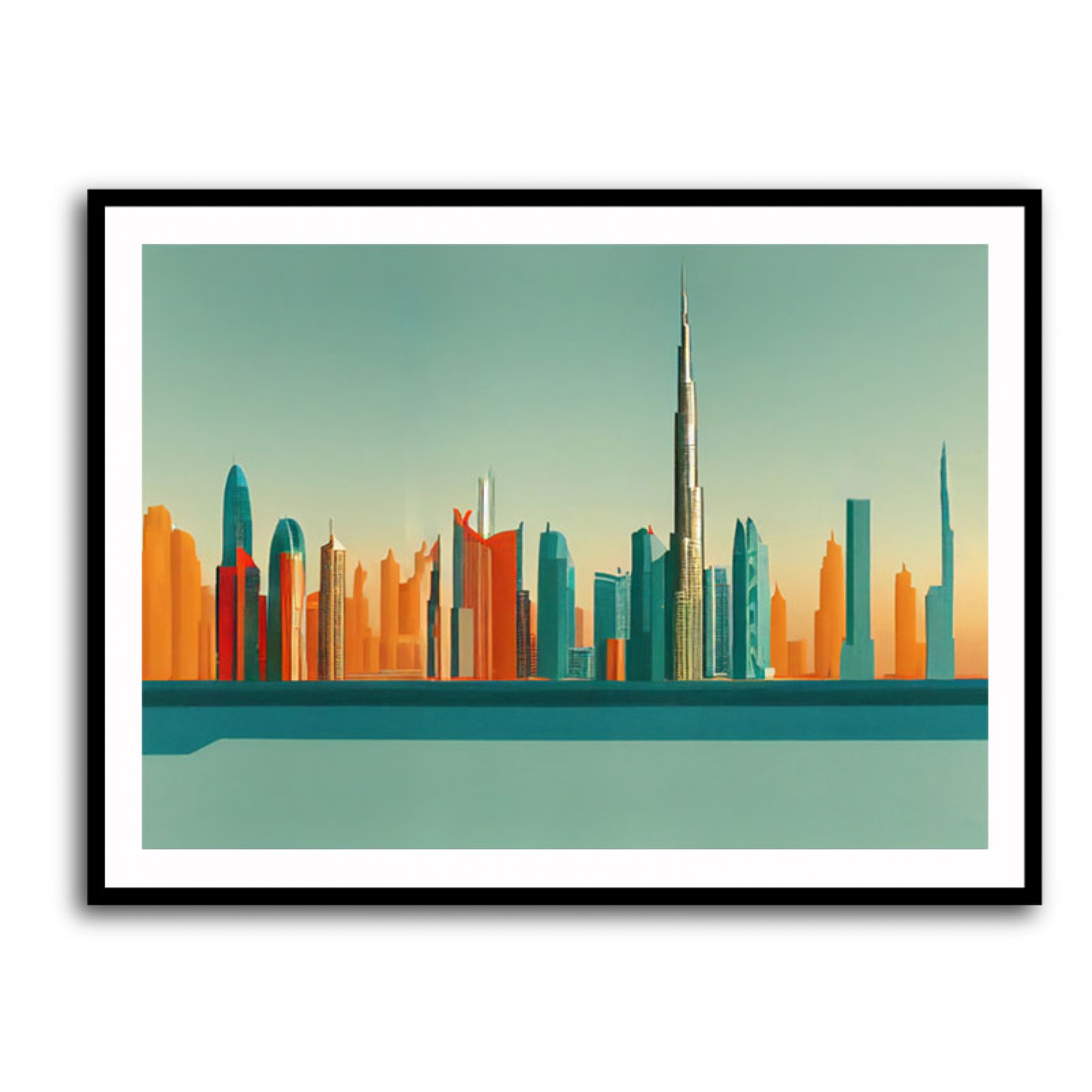 Dubai Skyline Hockney Style Wall Art
